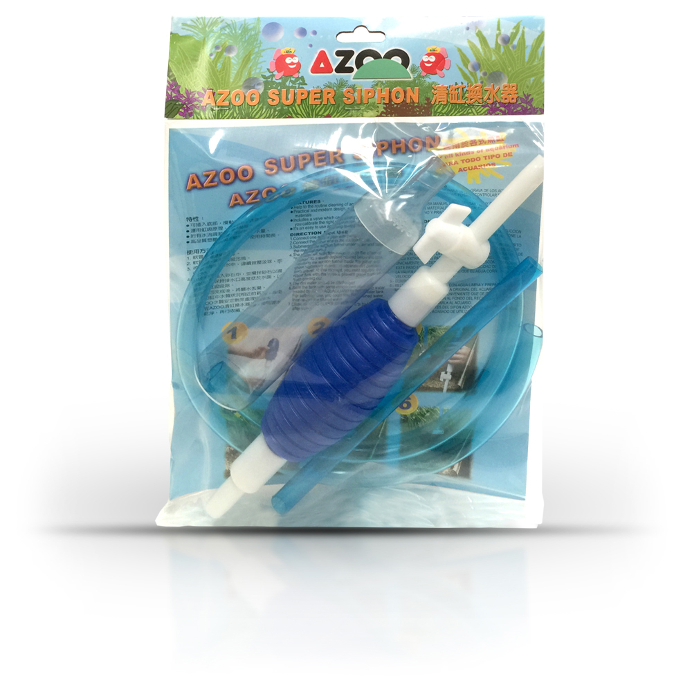 AZOO Super Siphon, sifón con manguera flexible, válvula y bomba manual, grande