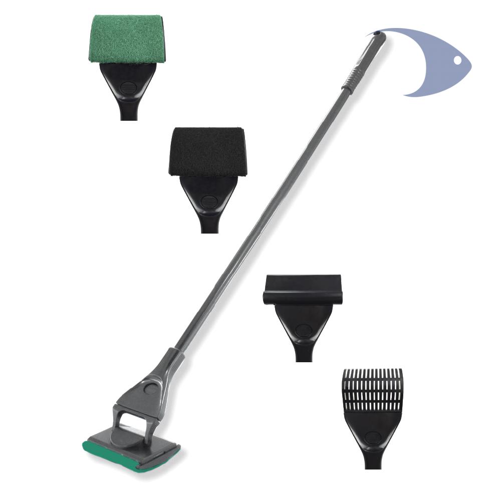 Rasqueta rotatoria con 3 funciones verde 60 cm, para acuarios de vidrio